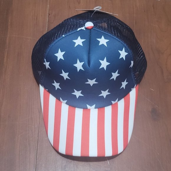 American Flag Hat Cap Stars and Stripes Red White Blue Mesh Back Snapback - Picture 1 of 11